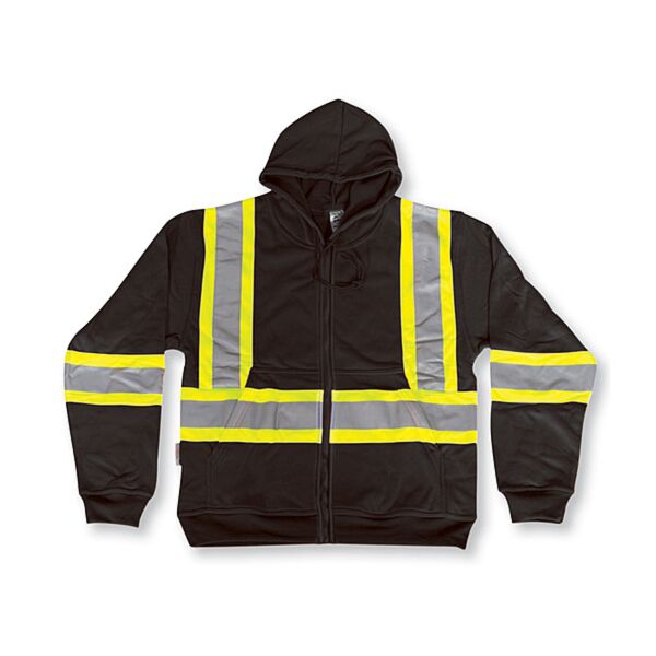 Black Cotton Zipper Front Hoodie Thumbnail